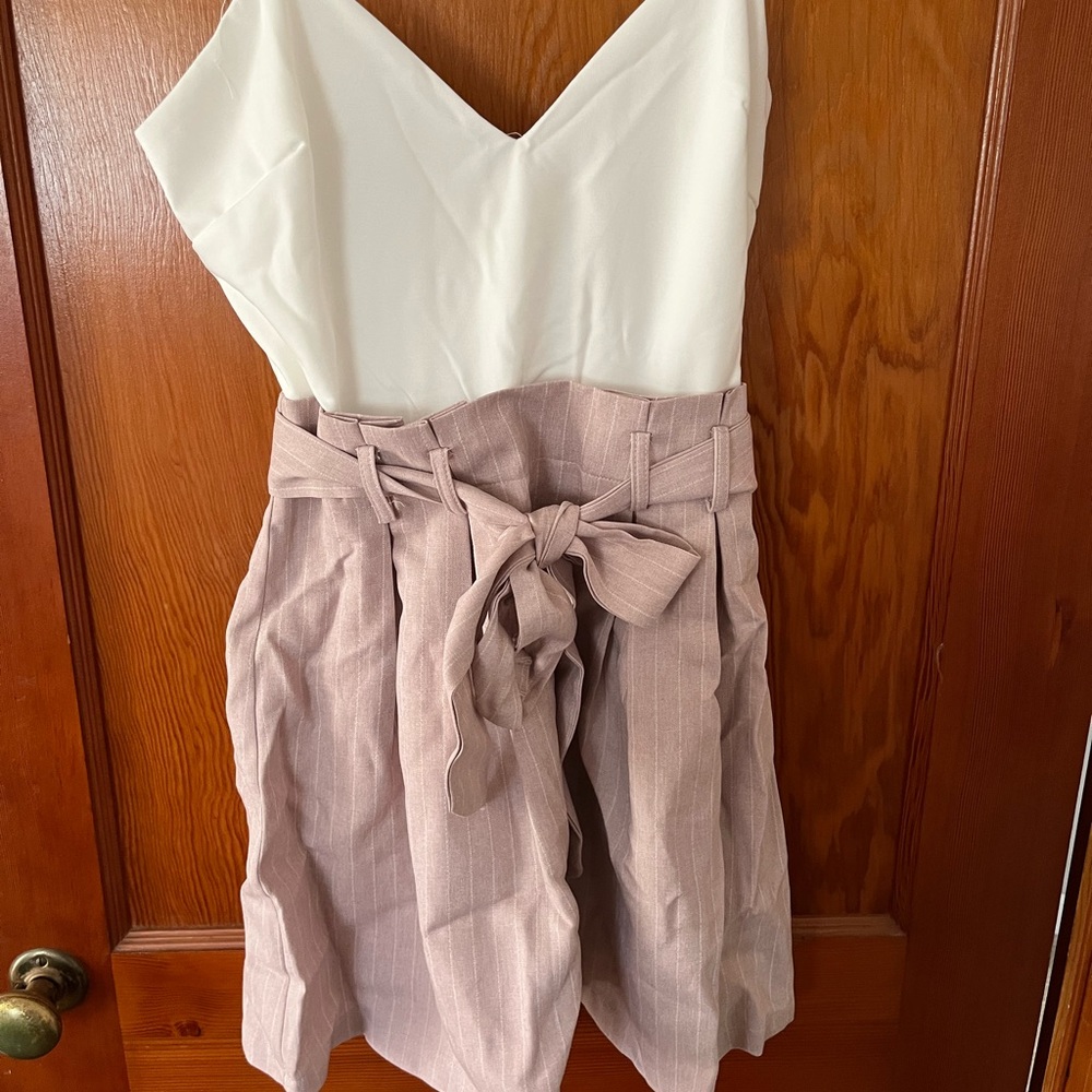Dress with a white top and blush skirt, tie around skirt!